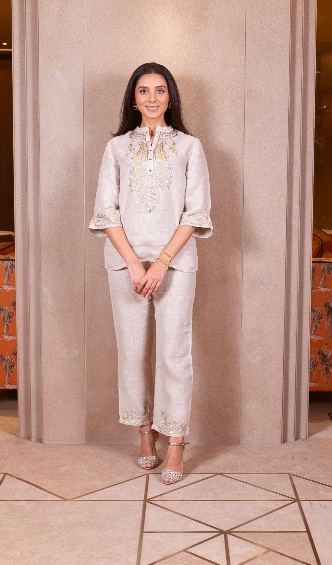 Khadi Hand Embroidered Paisley Set